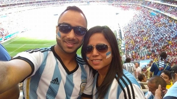 Suyesh and Sirish at  Estádio Nacional Mané Garrincha - they can't believe they're really there!