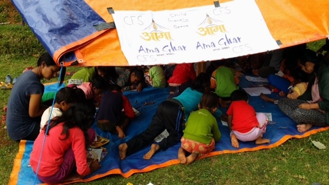 Local kids are safe and happy in our Ama Ghar Child Friendly Space