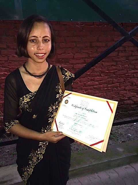Menuka with her new Teacher's Certificate