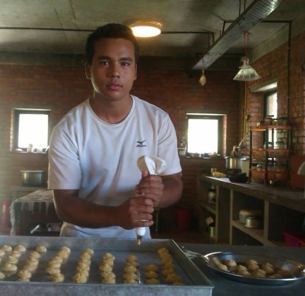Sajan created the first batch of official Ama Ghar cookies, baked in our homemade oven with recycled briquettes!