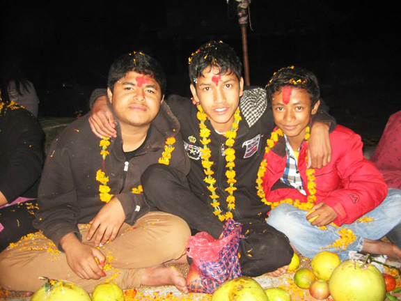 Sandesh, Prakash and Pawan celebrate Mha Puja
